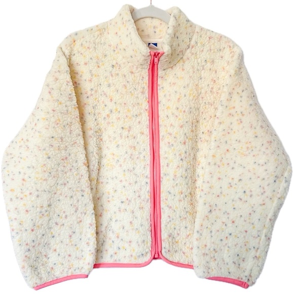 Old Navy Girls Cozy Sherpa Printed Zip-Front Jacket - Confetti, Size XL (14-16) - Picture 9 of 10